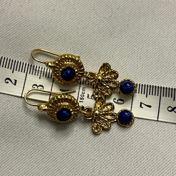 Gold-plated & blue stone dangle earrings, "Tuscan Sky" by National Geographic - Picture 12 of 12